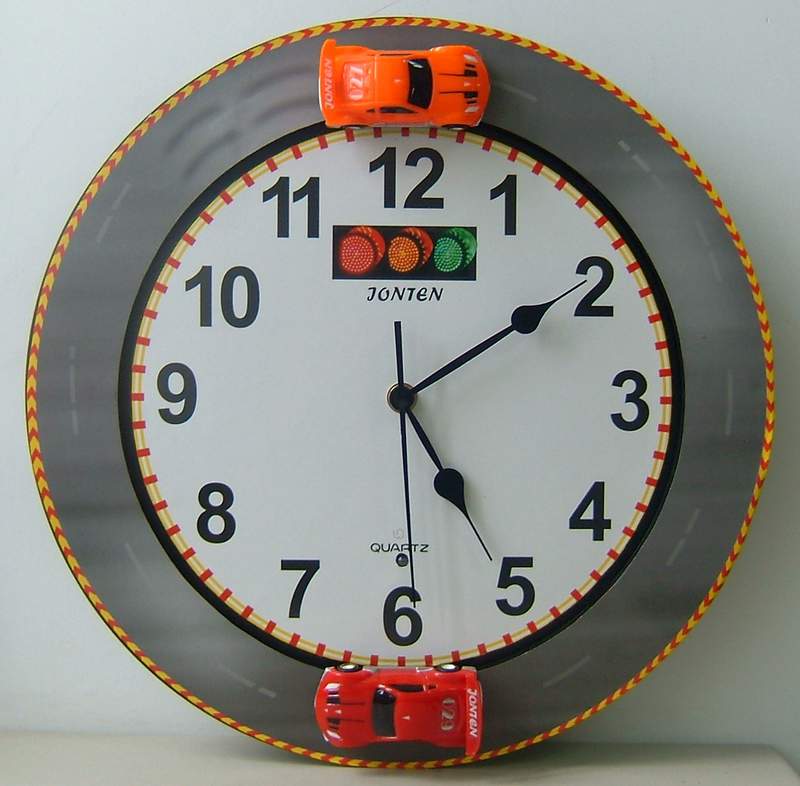 Racing car wall clock with Chime