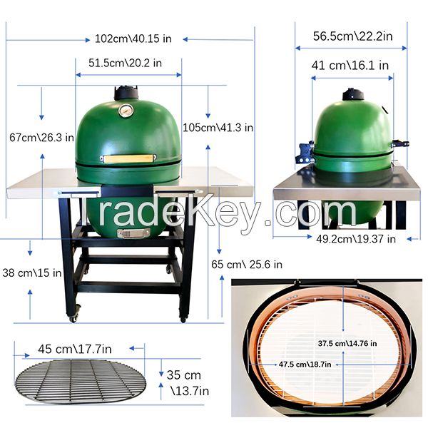 Upgrade 20 inch Ceramic Grill with Cart