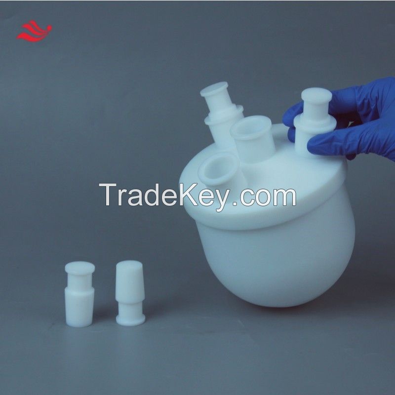 PTFE Multi-neck Round-bottomed Flask Unibody Molding Anti-High Temperature Visible Customizable for Trace Analysis