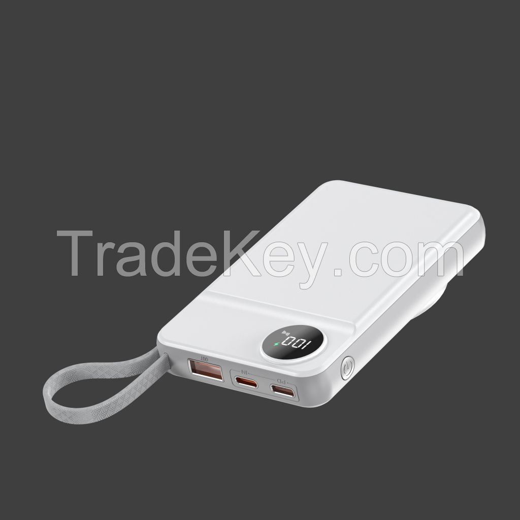 Magnetic Wireless 10000mAh Power Bank built-in cable