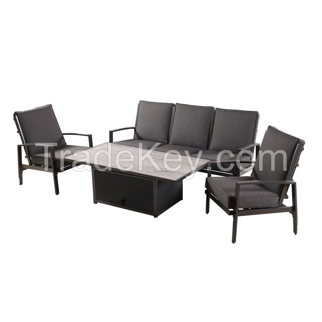 3 Seat Lounge Sofa Set With Adjustable Tuscan Table â€“ GreySlate