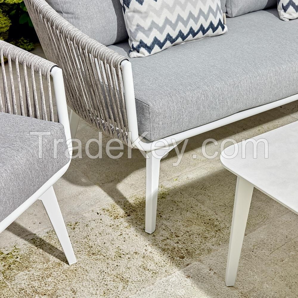 Aluminium 4-Seater Outdoor Garden Table & Chair Set Brown