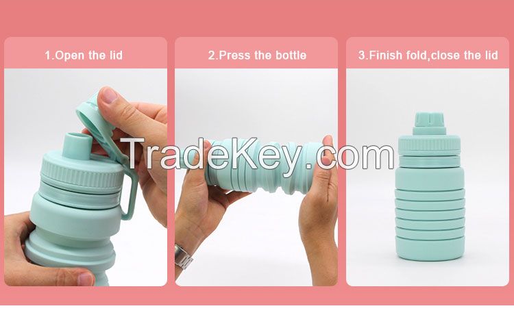 750ml collapsible portable food grade silicone bottle for travel