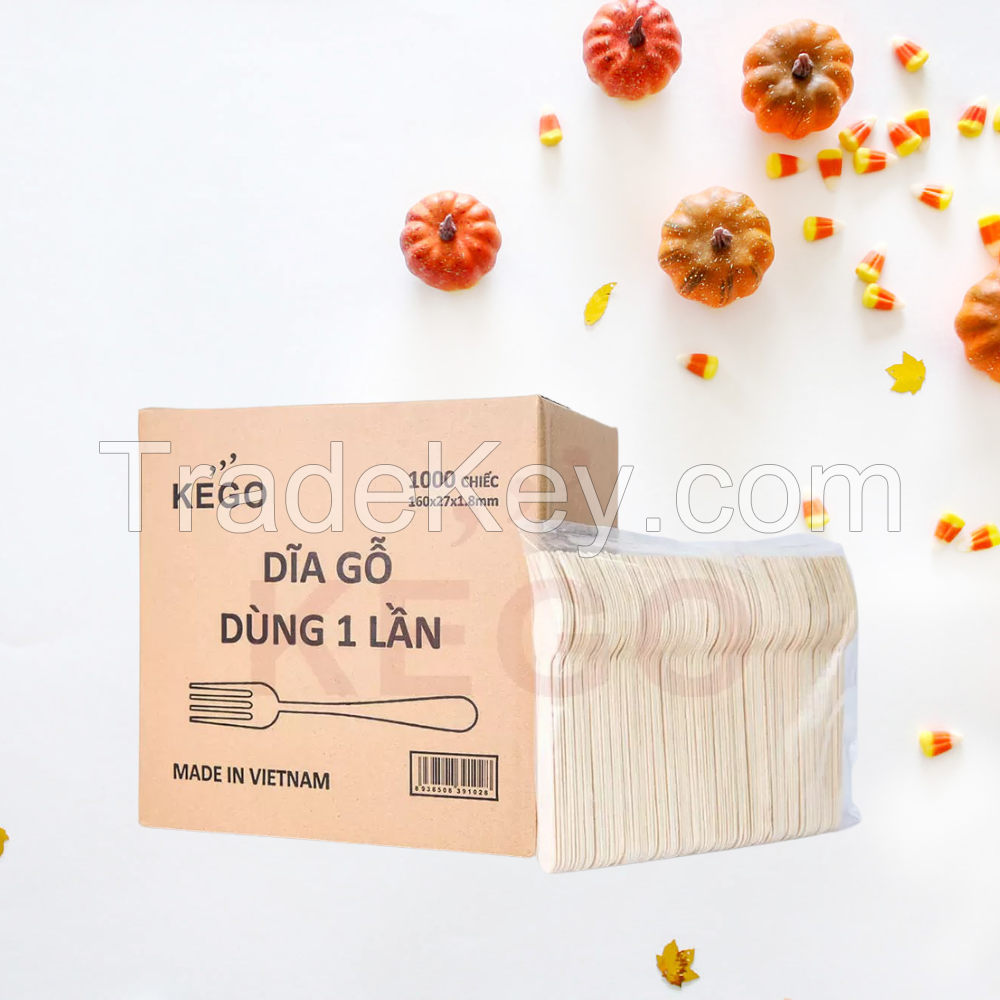 Disposable wooden cutlery from Kego factory in Vietnam