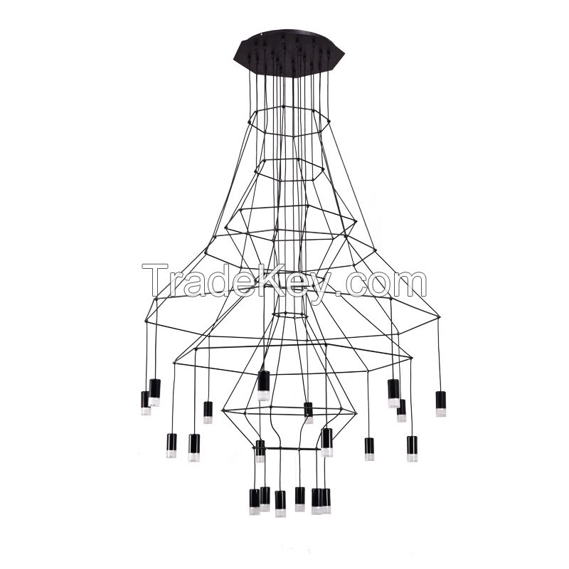 Italian designerï¼Œbig hotel chandelier modern lamp hot sale black / gold modern chandelier
