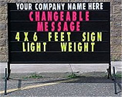 Black Portable Sign, Changeable Fluorescent Letters