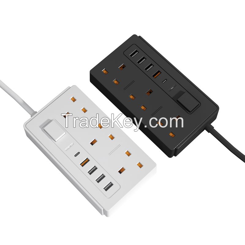 Jeostorm uk type 3 way power strip with USB A and PD