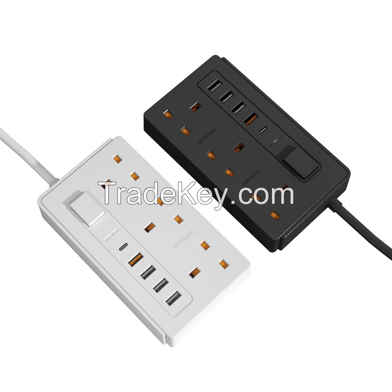 Jeostorm uk type 3 way power strip with USB A and PD 