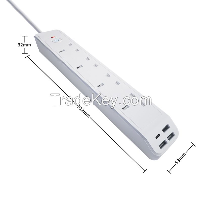 Jeostorm uk type 4 gang power strip with 4 USB