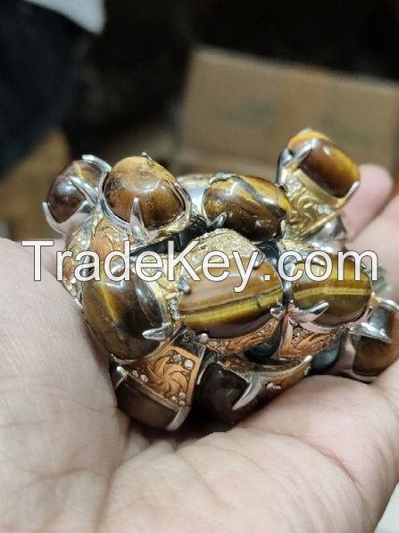 Tiger eye ring titanium agate