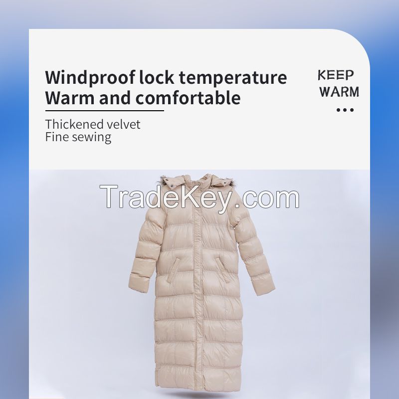 Ladies beige long cotton-padded jacket coat 500 pieces set.Ordering products can be contacted by mail.