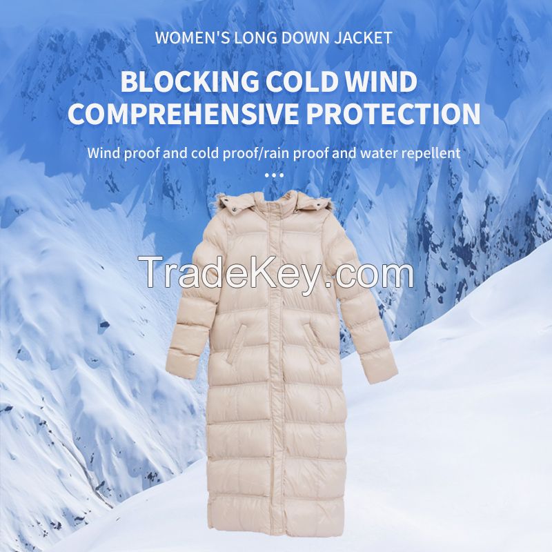 Ladies beige long cotton-padded jacket coat 500 pieces set.Ordering products can be contacted by mail.