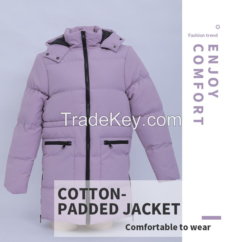 Ladies purple cotton-padded jacket coat 500 pieces set.Ordering products can be contacted by mail.