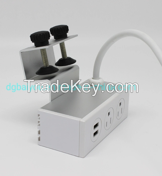 Desktop Clamp on Type Power Strips with USB Charger Ports Us