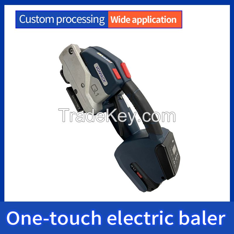 Hand push power operated baling press PP packer packaging machine Electric  baler Fully automatic portable PET plastic steel belt PP belt strapping machine  Hot melt buckle-free small hand-held baler Type1 DD25 By