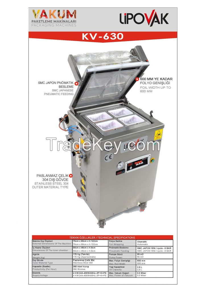 KV 630 Semi Automatic MAP and Skin Pack Packaging Machine