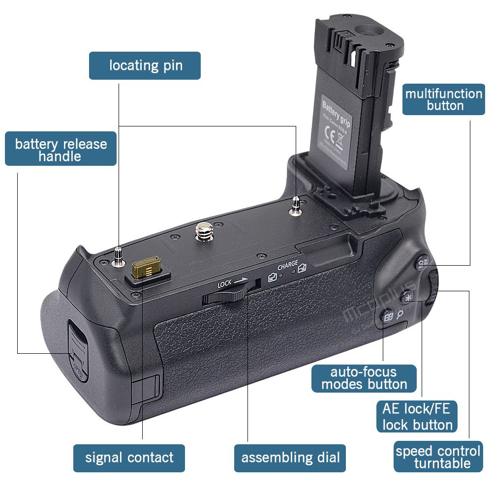 BG-EOSR Vertical Battery Grip Built-in 2.4G Remote Control for Canon EOS R Camera Replacement BG-E22 work with EN-EL15