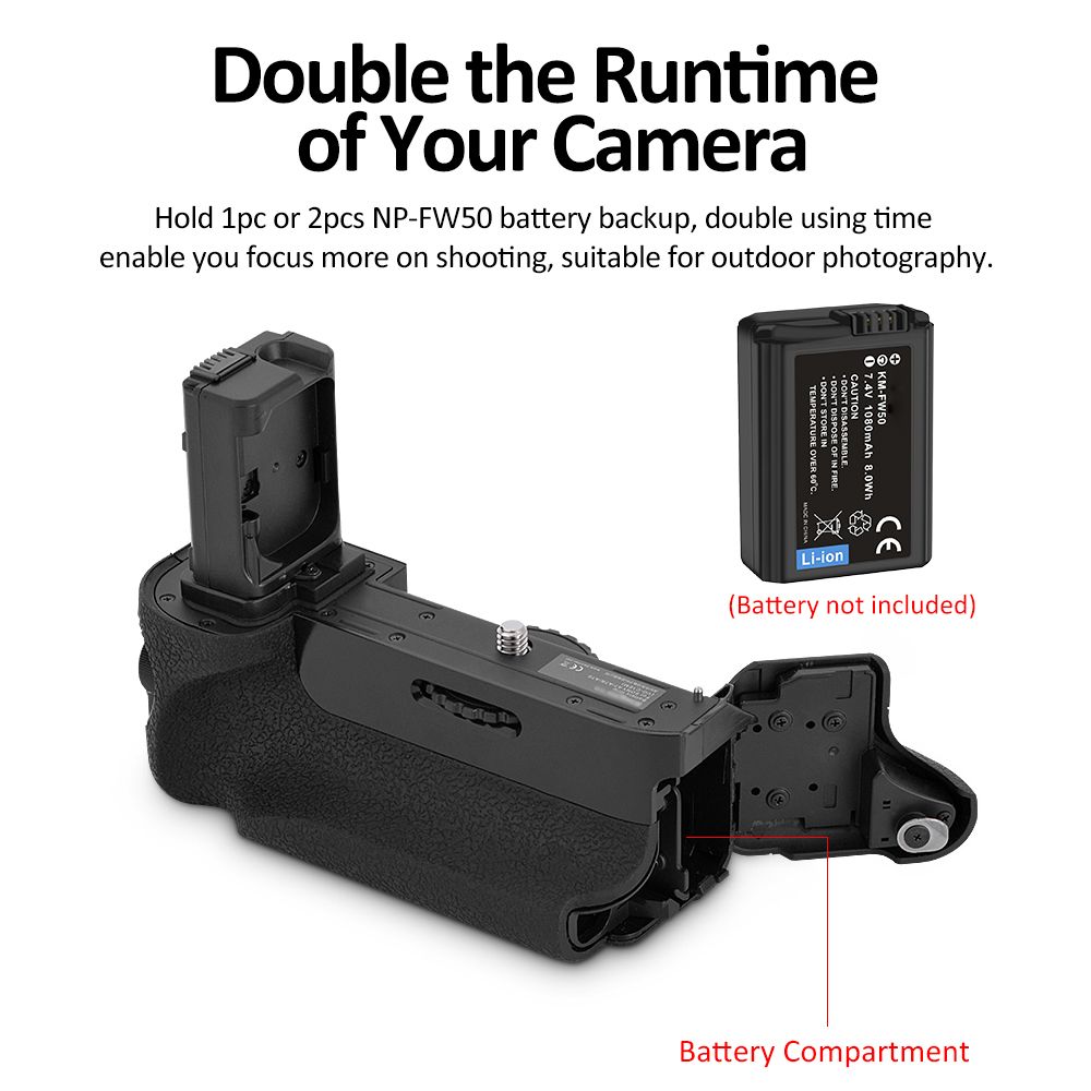 Teyeleec VG-C1EM Vertical Battery Grip Holder For Sony Alpha A7 A7R A7S Camera Battery Pack Grip Holder