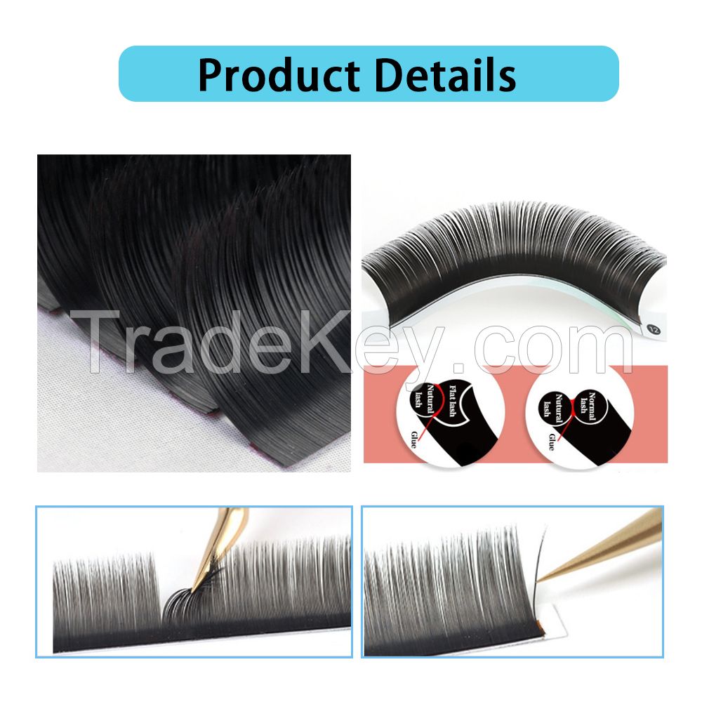 Elliptical Flat Lashes Single Eyelash Extensions Private Label Cashmere Volume Lashes pestanas