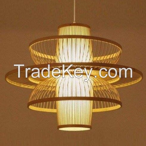 Unique Rattan Bamboo Lamp Shape Organic Bamboo Wicker Weaving Standing Chandelier Pendant Lighting For New Year Decoration