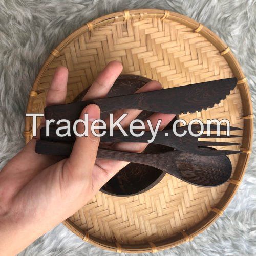 Hand-crafted Kitchenware Item Wooden Fork Wooden Spoons For Cooking In Variety Shapes Natural Red Wood Color