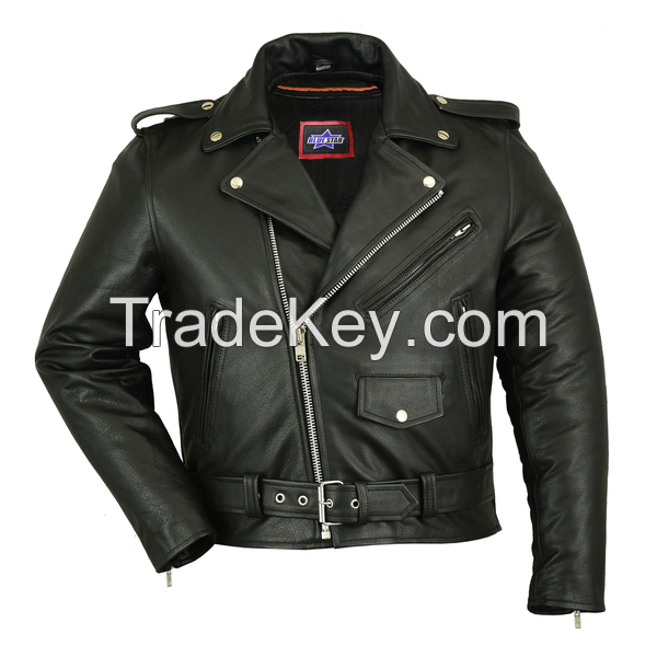 Men’s Classic Plain Side Police Style M/C Jacket