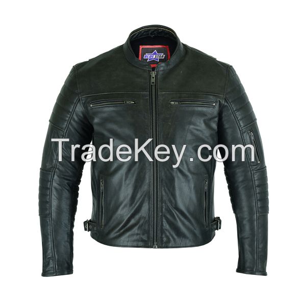 Menâ€™s Modern Crossover Scooter Jacket â€“ Gun Metal Brown