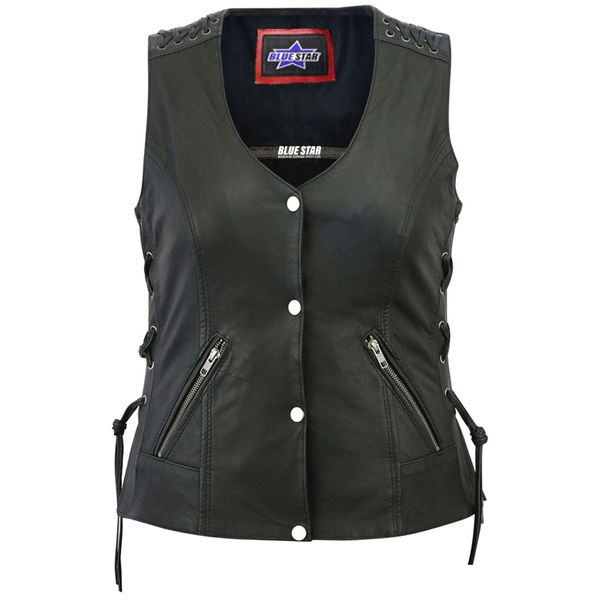 Womens Vest with Grommet and Lacing Accents