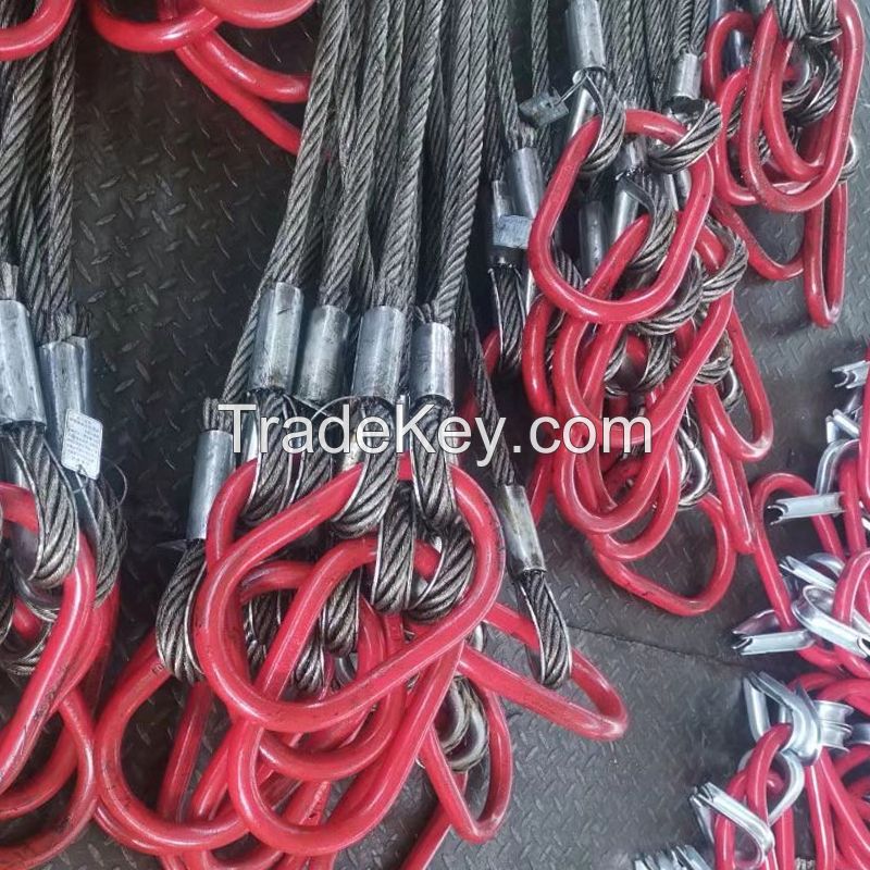 Sanlonghengli-Galvanized Lifting sling Double Legs Steel Wire Rope Cabel Sling/Customized/Contact customer service before placing an order