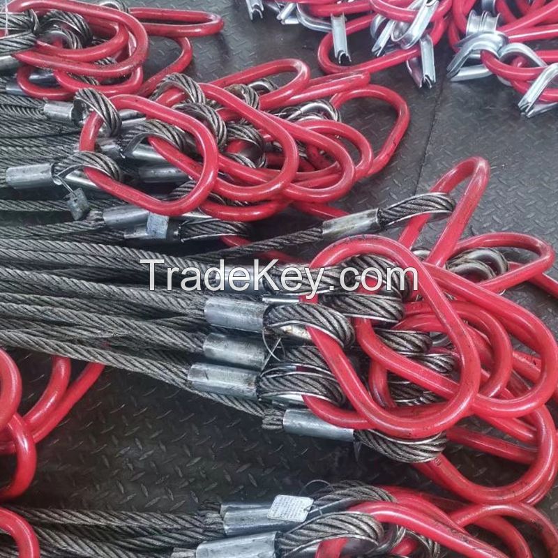 Sanlonghengli-Galvanized Lifting sling Double Legs Steel Wire Rope Cabel Sling/Customized/Contact customer service before placing an order