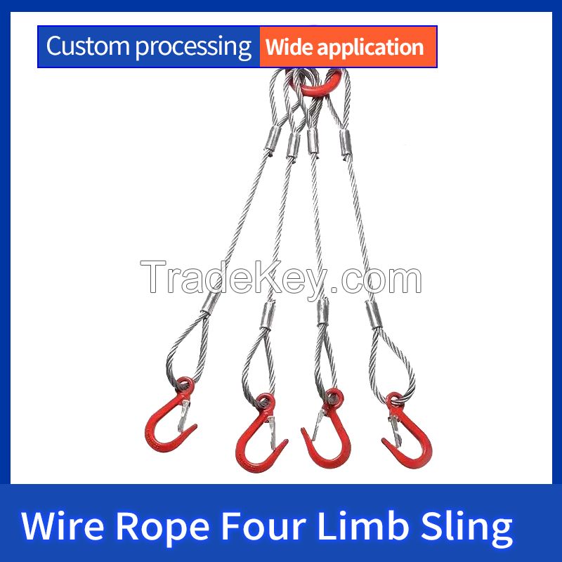 Sanlonghengli-Safe and Durable Steel Wire Rope Four Limb Slings for Crane Engineering Hoisting/Customized/Contact customer service before placing an order