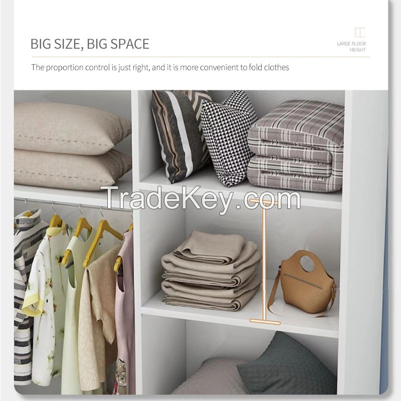 European Style Wardrobe Bedroom Economical Simple Sliding Door Cabinet Rental Room Storage Large Wardrobe