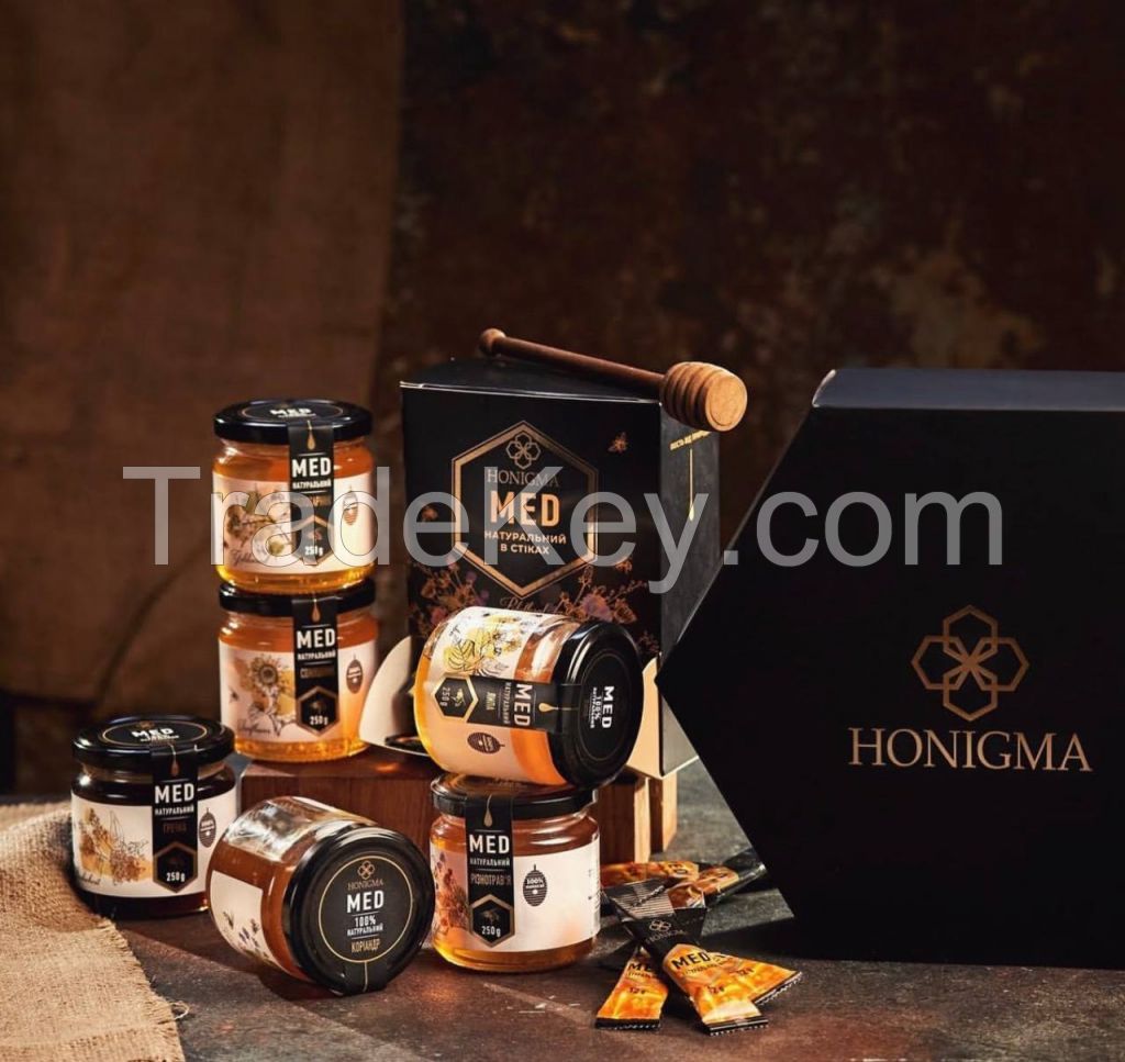 Natural Honey Gift Box (Acacia, Buckwheat, Linden, Sunflower, Polyfloral, Wildflower, Clover)  honey in bulk, raw honey