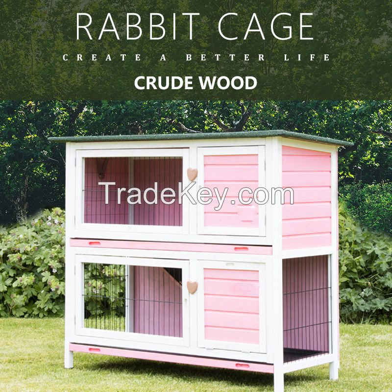 Wooden Rabbit Cage Rainproof Sun Protection Outdoor Cat Nest Cat Cage Double Layer Rabbit Cage 1