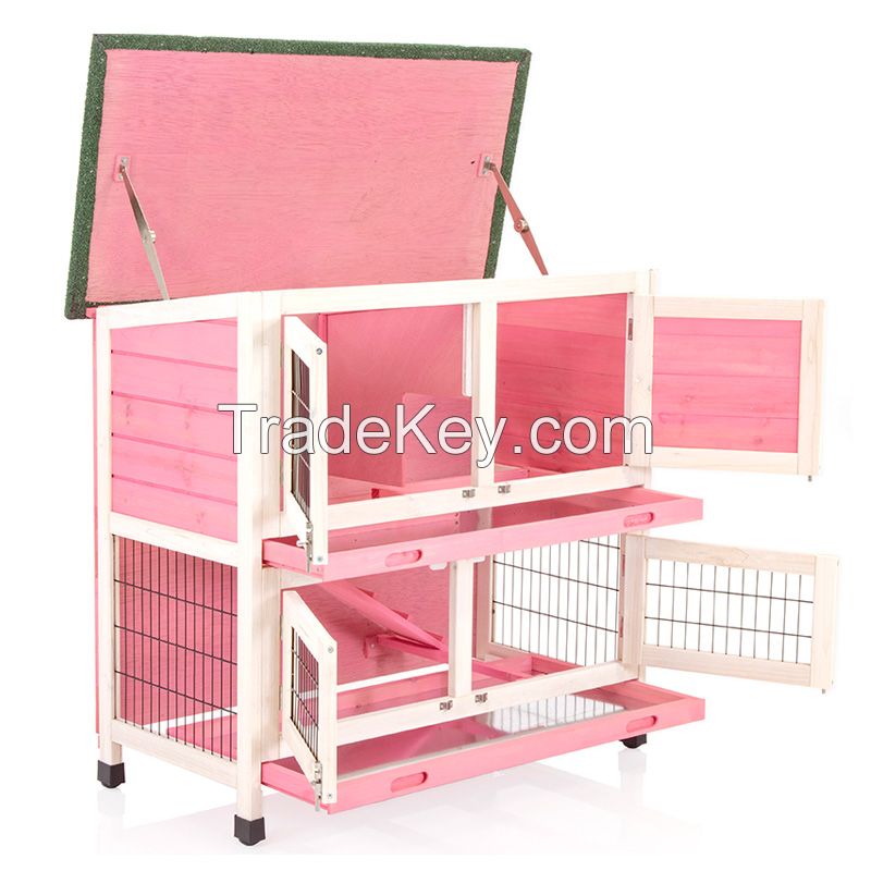 Wooden Rabbit Cage Rainproof Sun Protection Outdoor Cat Nest Cat Cage Double Layer Rabbit Cage 2