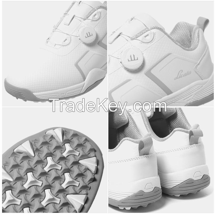 Licata) Tempesta One Dial Golf Shoes For Men (Color: White + Grey, Size: 250 mm/ 255 mm) 