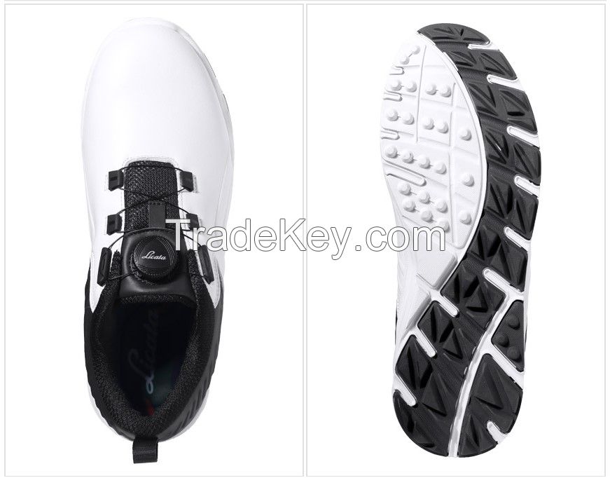 Licata) Ondas Dial Mens Spikeless Golf Shoes D37101 (Color: Black + White, Size: 250)