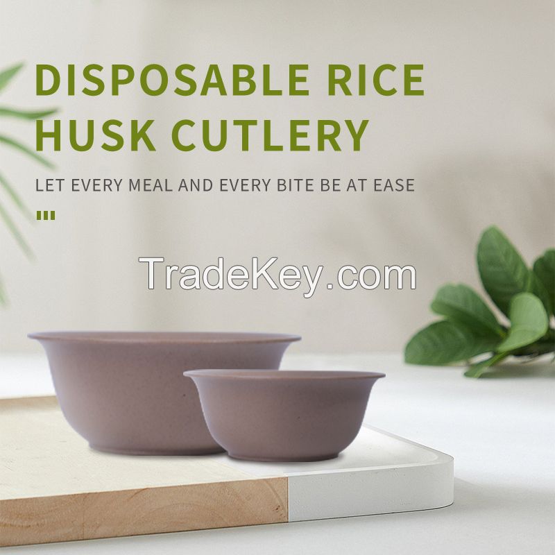 Disposable rice hull tableware for 10 people.Ordering products can be contacted by mail.