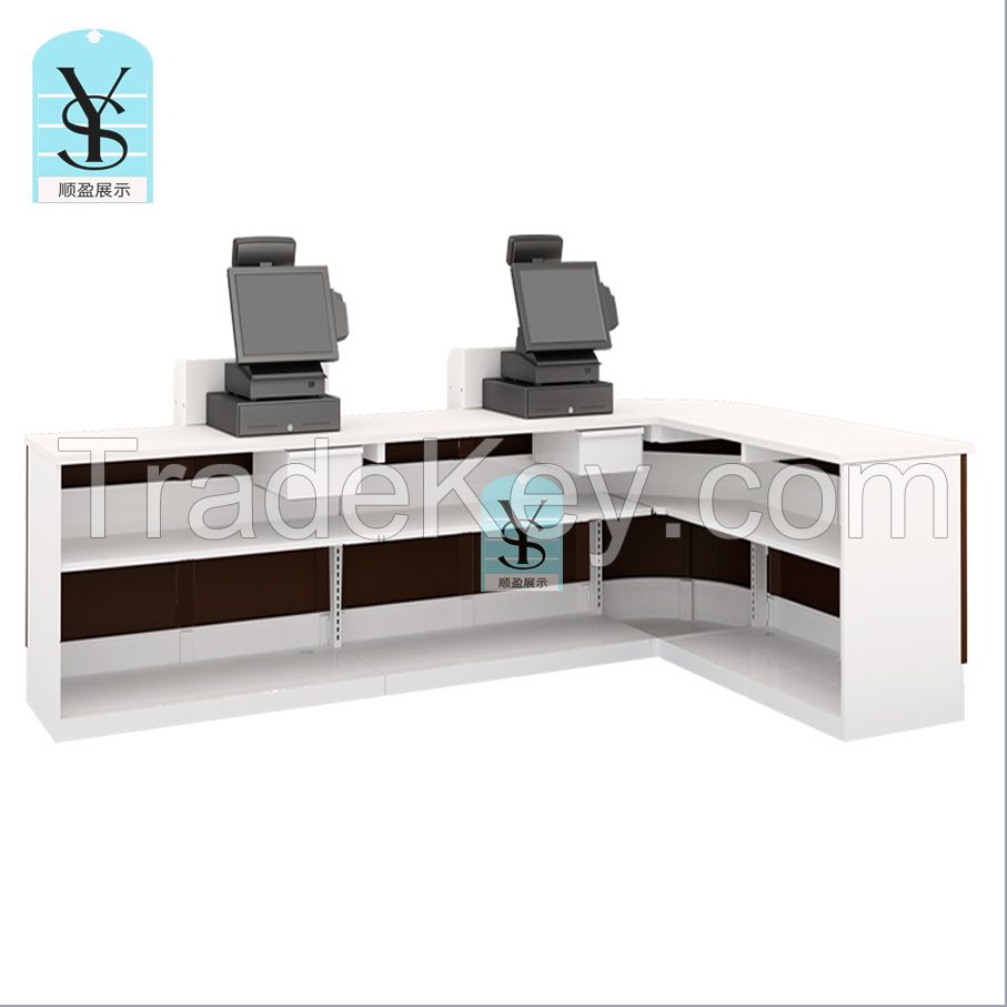 New Style Convenience store MDF wood retail cashier counter checkout table