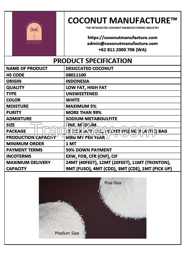 Desiccated coconut low fat