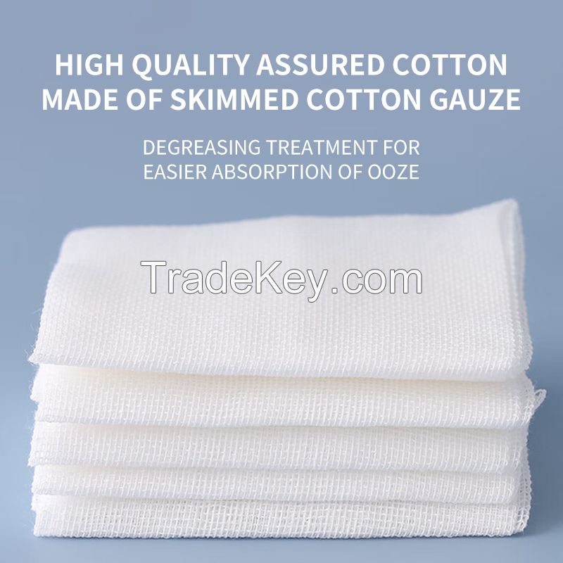 Medical gauze cotton pads with thick, large locking edges and cotton disposable wound dressing care gauze block pads sold from 1000