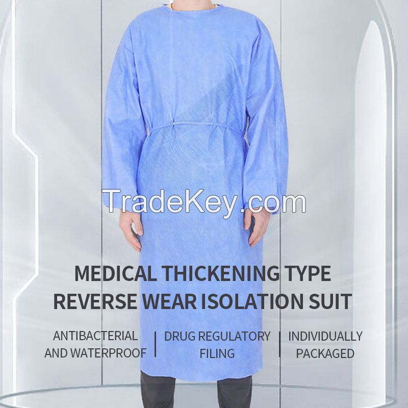 Single-use sterile-grade surgical gown with protective non-woven isolation gown and dust-proof gown in individual packs