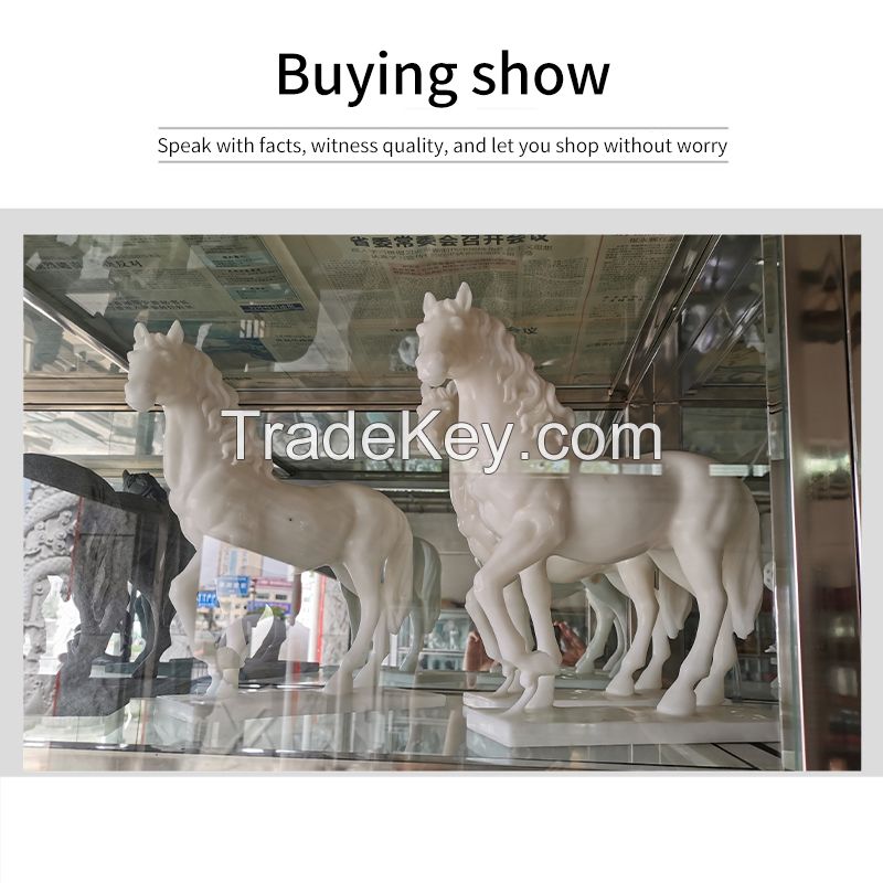 Marble/granite white horse stone sculpture (can be customized)