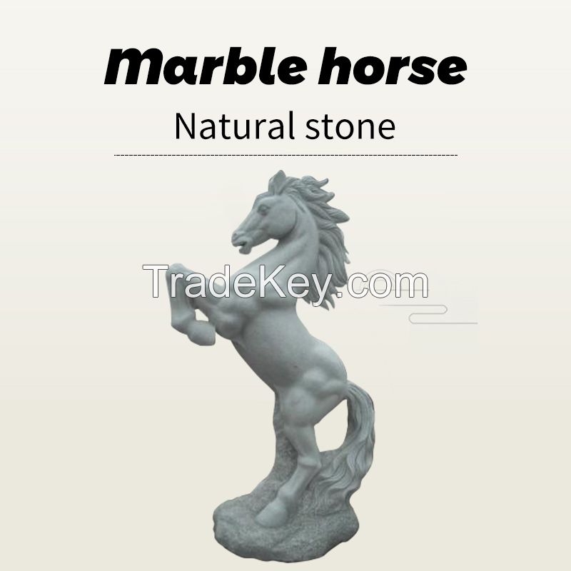 Marble/granite white horse stone sculpture (can be customized)