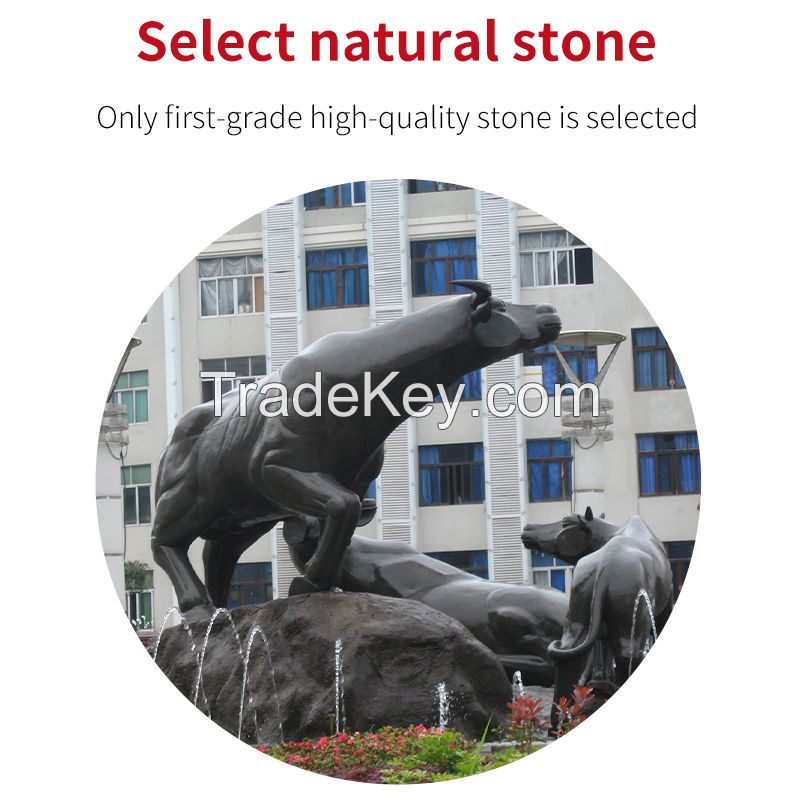 Buffalo sculpture group stone sculpture (can be customized)