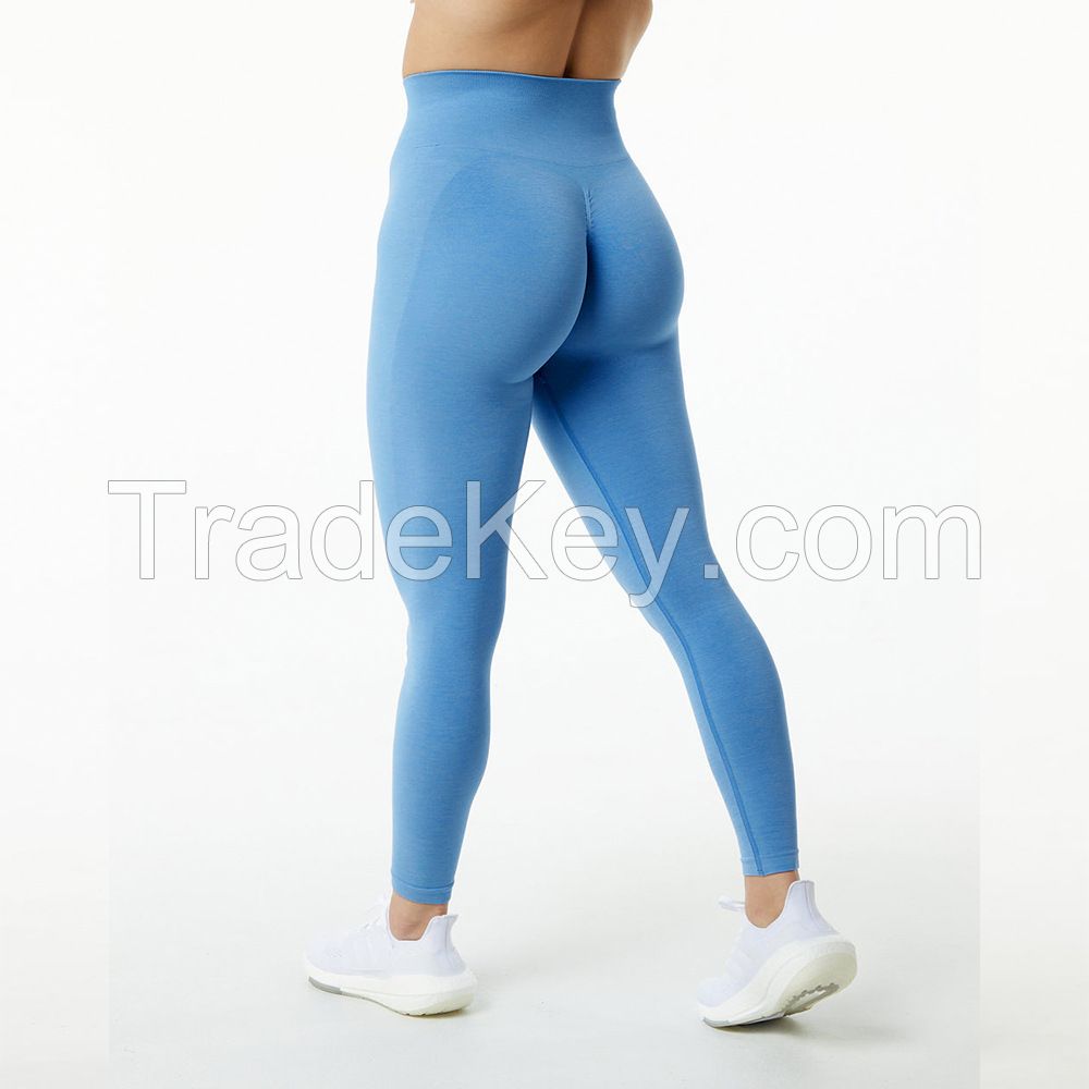Women Stretch High Waist Tummy Control Compression Marathon Sweat Workout Seamless Scrunch Gym Leggings