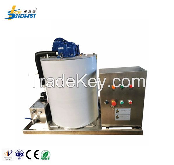 Automatic PLC Control System 1T/day Seawater Flake Ice Evaporator Drum Machine