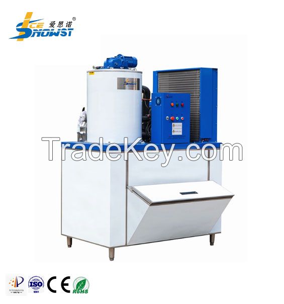 2ton Water Cooled Snow Flake Ice Maker Machine With SS304 Stainless Steel Ice Bin