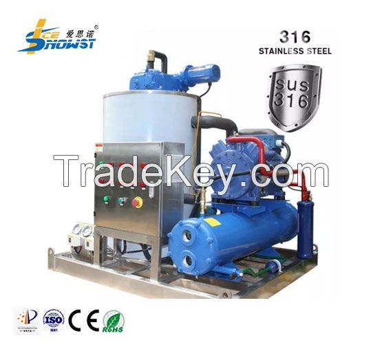 5000KG Industrial Seawater Ice Flake Making Machine 304/316 Stainless Steel