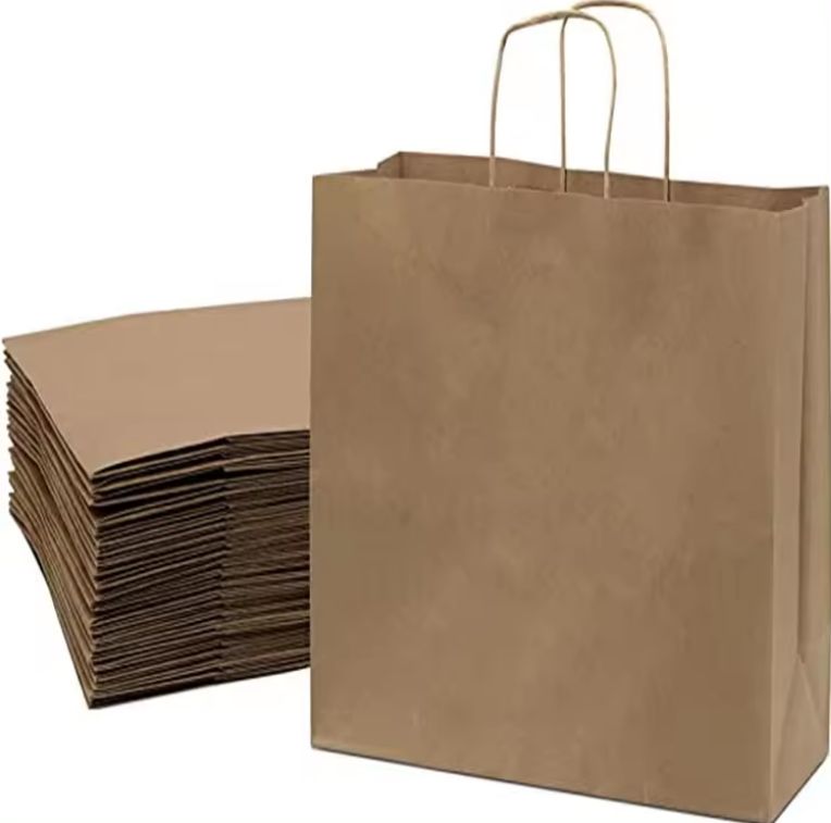 Wholesale Recyclable Custom Kraft Paper Bags with Handles for Take-Out and Shopping